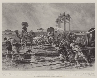 Obtíže pochodu do Pekingu, pozemní cesta mezi Tientsinem a hlavním městem v období dešťů